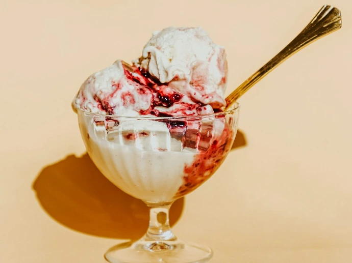 ice cream with cherry on top